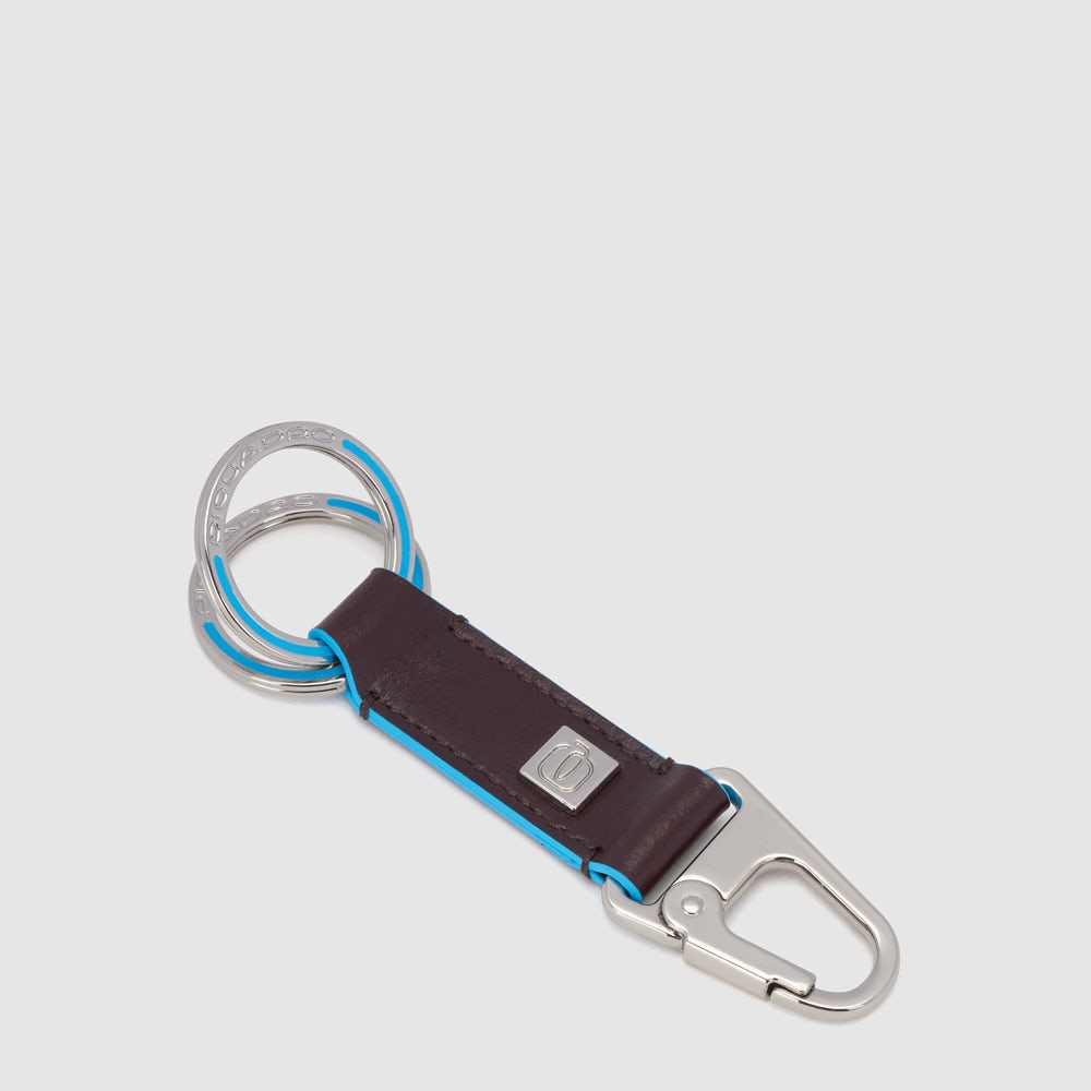 Piquadro Two-ring keychain with carabiner hook Qualità Garantita