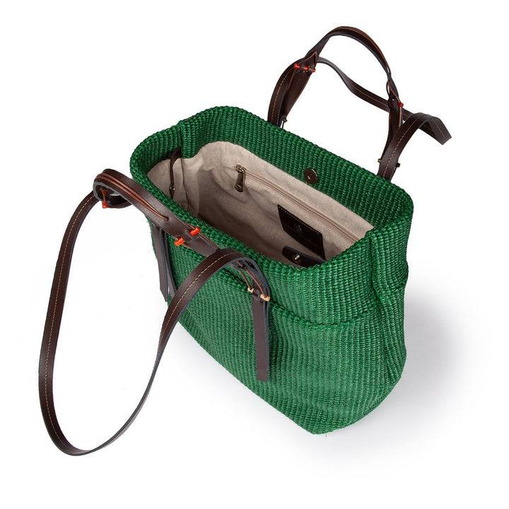 Roberta Gandolfi Fernanda Tote in rafia con finiture in pelle di vitello a doppia portabilità mano o shopping Consegna Veloce