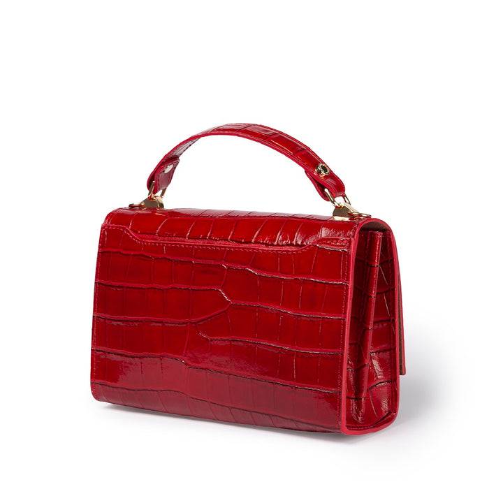 Roberta Gandolfi Nicole cocco compact crossbody borsa in pelle stampa cocco con tramezza interna e tasca esterna con tracolla staccabile e regolabile Affare Del Giorno