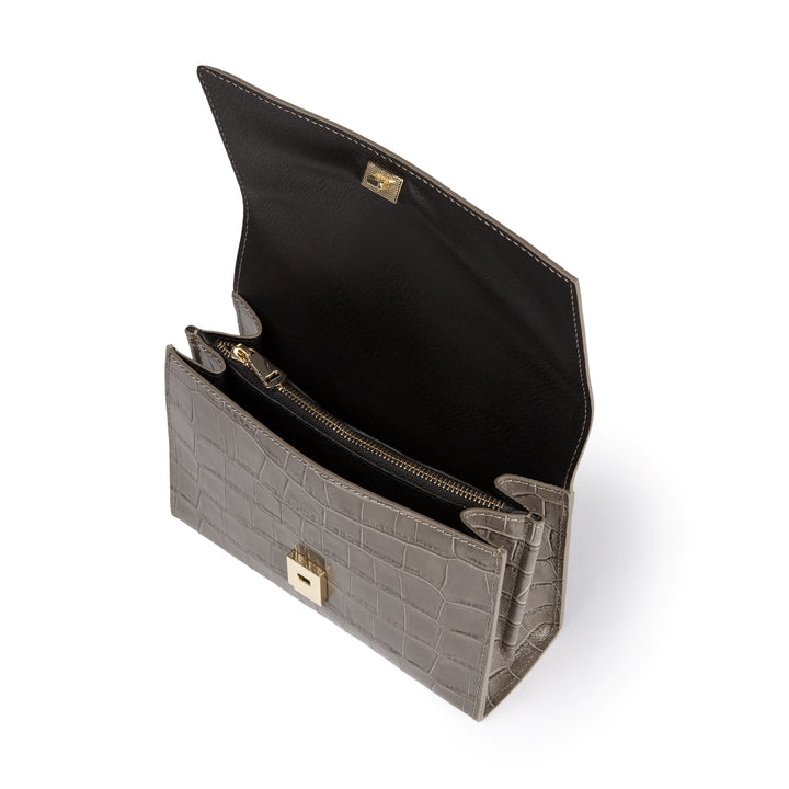 Roberta Gandolfi Nicole cocco compact crossbody borsa in pelle stampa cocco con tramezza interna e tasca esterna con tracolla staccabile e regolabile Prezzo Ridotto