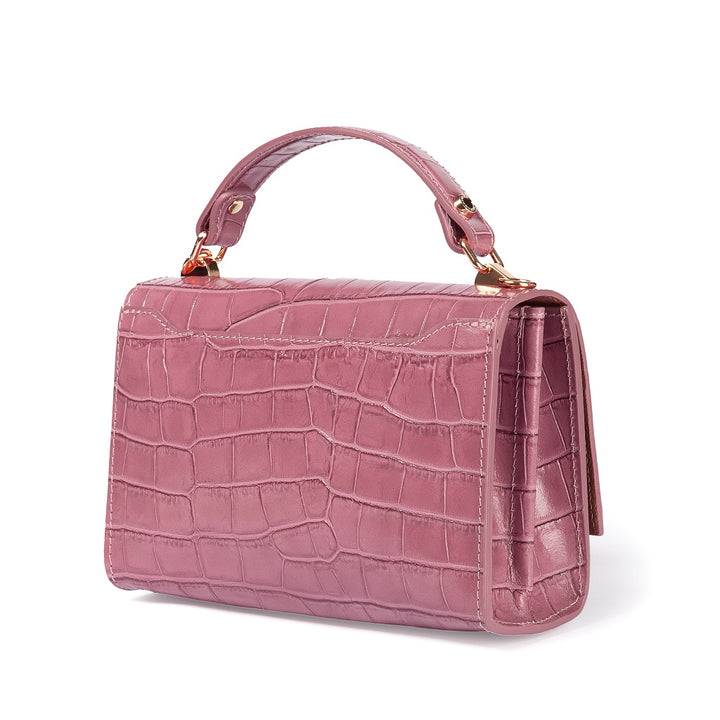 Roberta Gandolfi Nicole cocco compact crossbody borsa in pelle stampa cocco con tramezza interna e tasca esterna con tracolla staccabile e regolabile Sottocosto