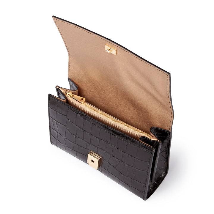 Roberta Gandolfi Nicole cocco compact crossbody borsa in pelle stampa cocco con tramezza interna e tasca esterna con tracolla staccabile e regolabile Outlet