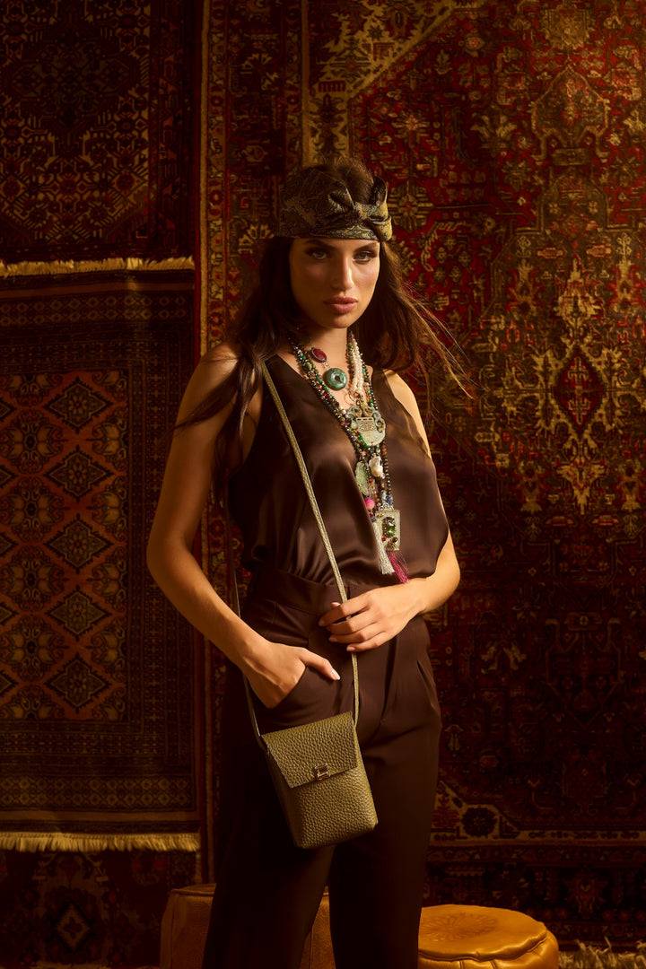Roberta Gandolfi Elodie minibag and phoneholder in pelle con pratica tasca esterna e tracolla regolabile In Vendita