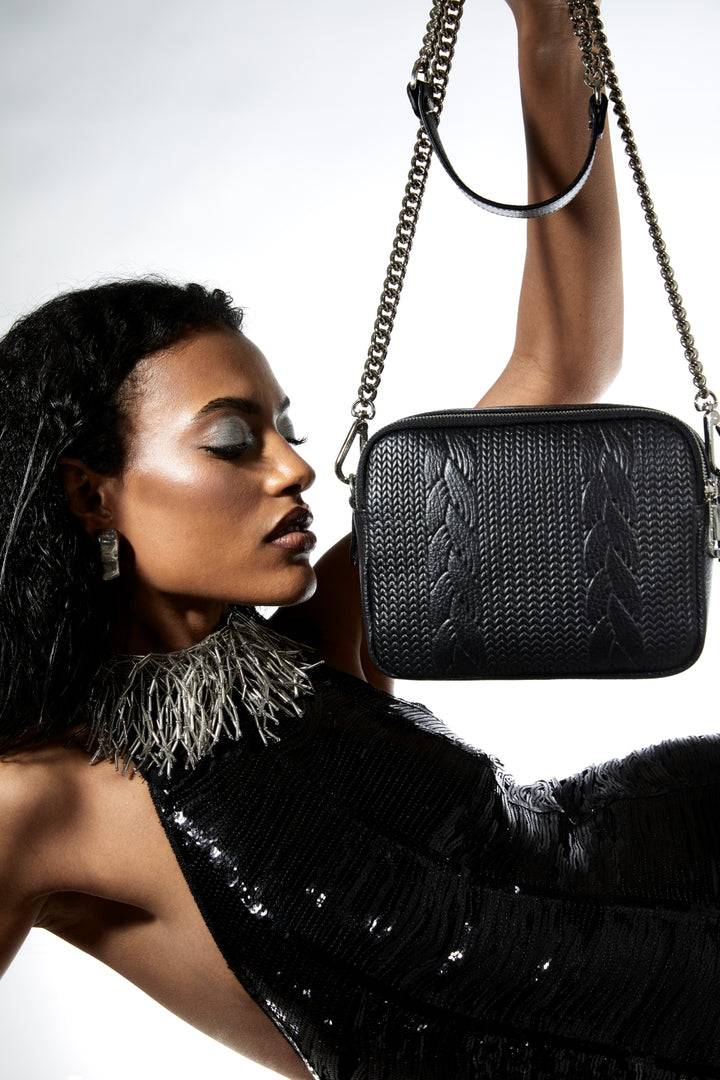 Roberta Gandolfi Camera Treccia borsa a spalla e crossbody in pelle stampata con tracolla catena Italia