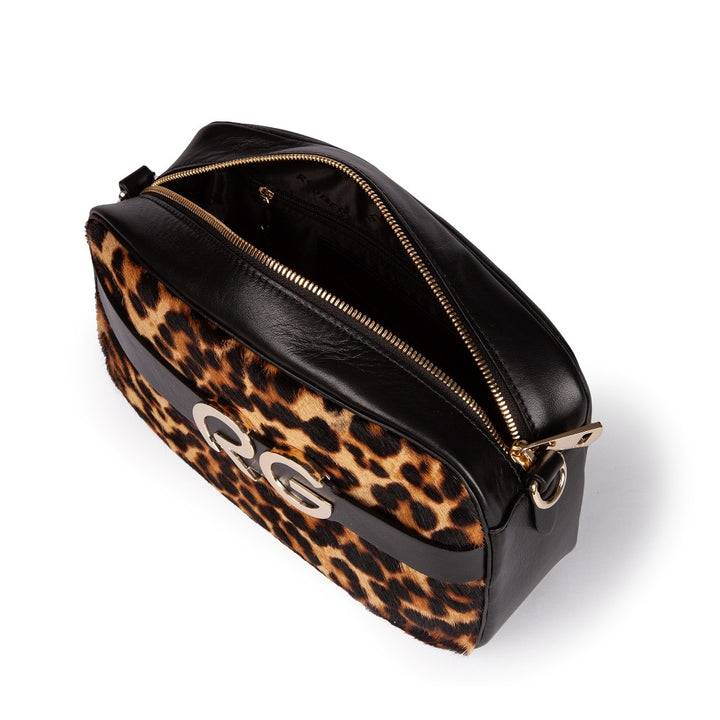 Roberta Gandolfi Dafne pony camera in pelle stampa animalier con tracolla staccabile Vendita