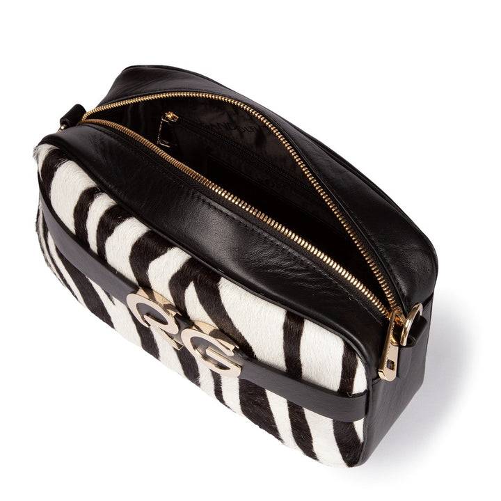 Roberta Gandolfi Dafne pony camera in pelle stampa animalier con tracolla staccabile Spedizione Gratuita