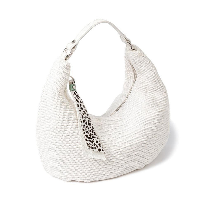 Roberta Gandolfi Beatrice Hobo medium in raffia e finiture in pelle con dettaglio animalier e tracolla staccabile Consegna Veloce