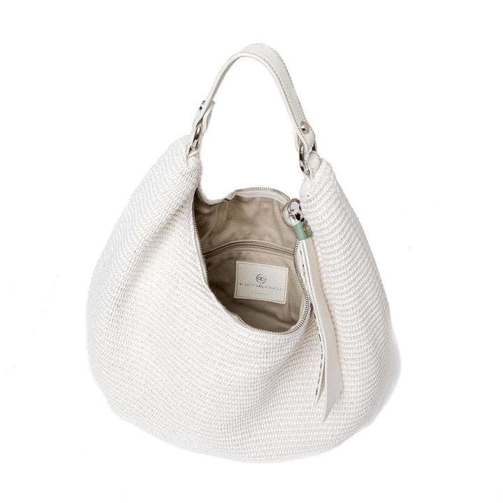 Roberta Gandolfi Beatrice Hobo medium in raffia e finiture in pelle con dettaglio animalier e tracolla staccabile Consegna Veloce