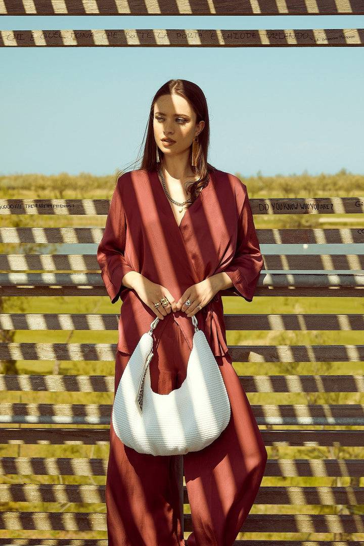 Roberta Gandolfi Beatrice Hobo medium in raffia e finiture in pelle con dettaglio animalier e tracolla staccabile Consegna Veloce