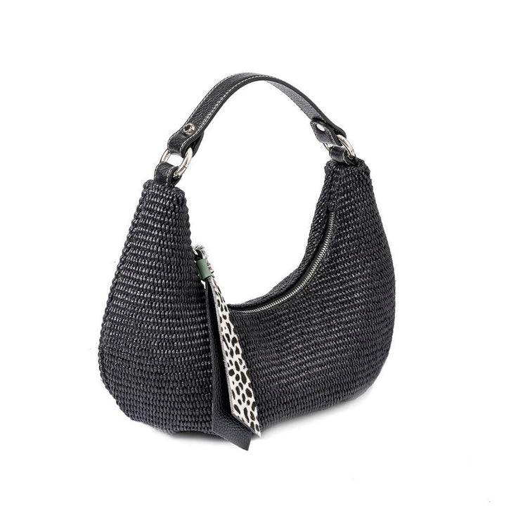 Roberta Gandolfi Beatrice Hobo small in raffia e finiture in pelle con dettaglio animalier e tracolla staccabile Promozione Limitata
