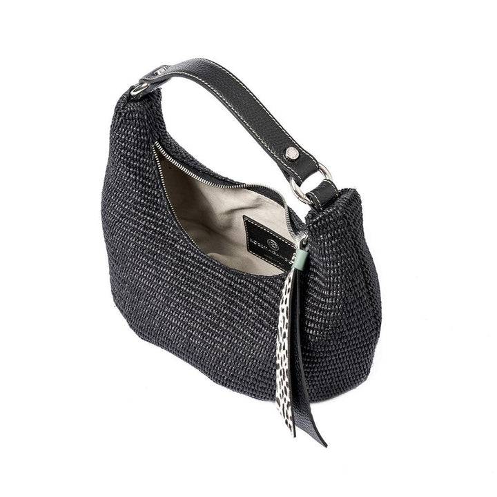 Roberta Gandolfi Beatrice Hobo small in raffia e finiture in pelle con dettaglio animalier e tracolla staccabile Promozione Limitata