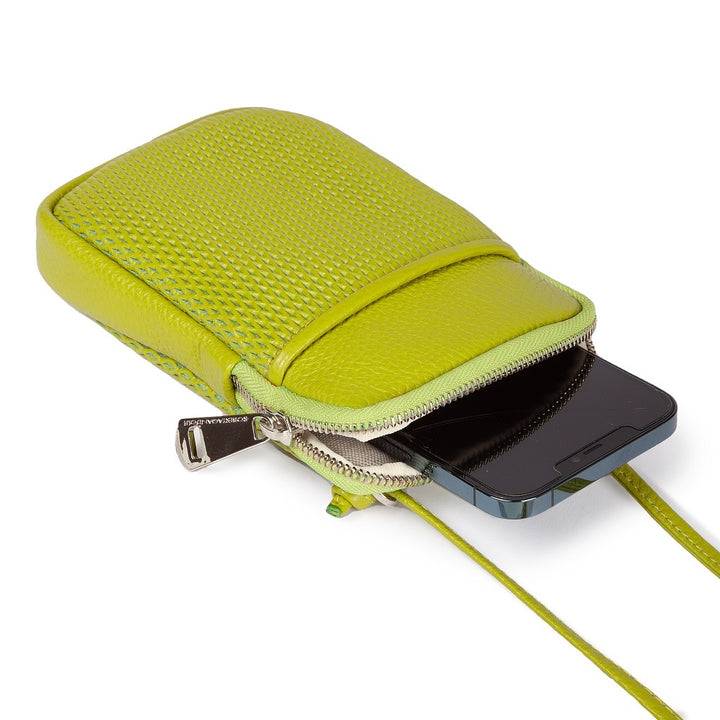 Roberta Gandolfi Yuma Phone holder in pelle di vitello con tracolla staccabile e regolabile e tasca esterna Qualità
