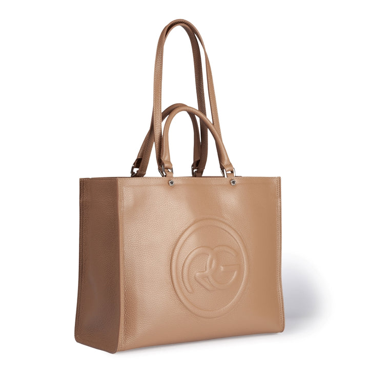 Roberta Gandolfi Roberta Pelle Large Borsa a mano in pelle con doppi spallacci per essere portata a spalla e tramezza Vendita Calda