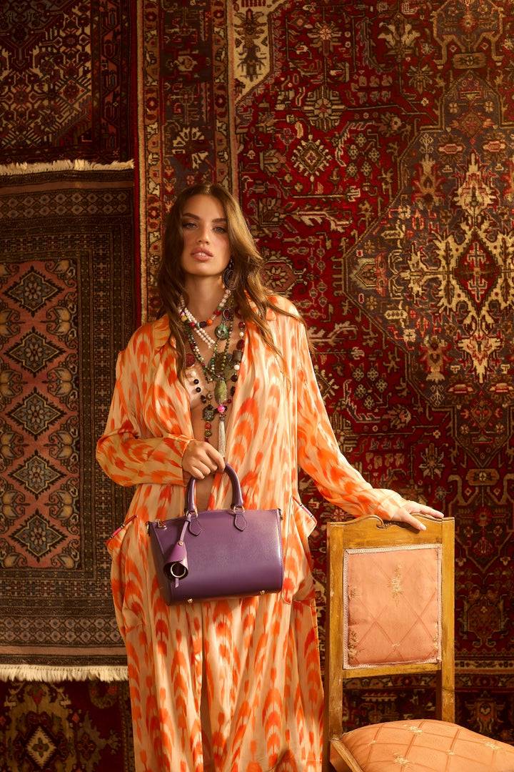 Roberta Gandolfi Nicole bowling in pelle stampa "light saffiano" con tracolla staccabile e regolabile Promozione