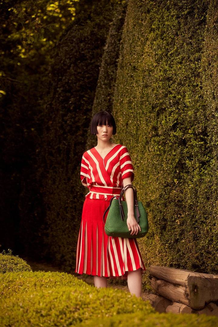 Roberta Gandolfi Fernanda Tote in rafia con finiture in pelle di vitello a doppia portabilità mano o shopping Nuova