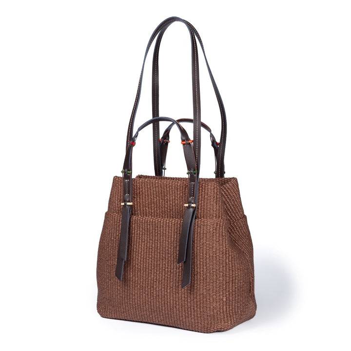 Roberta Gandolfi Fernanda Tote in rafia con finiture in pelle di vitello a doppia portabilità mano o shopping Moda