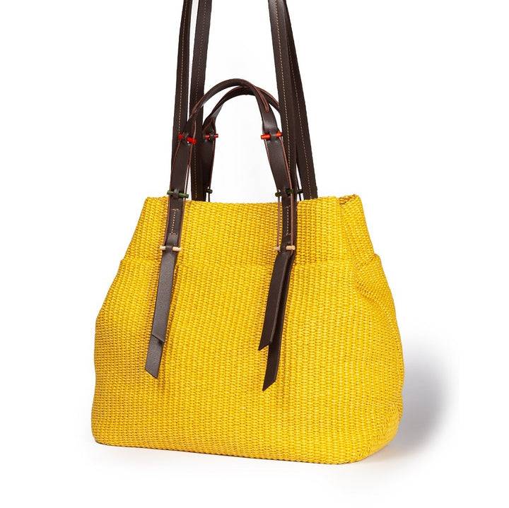 Roberta Gandolfi Fernanda Tote in rafia con finiture in pelle di vitello a doppia portabilità mano o shopping 2025