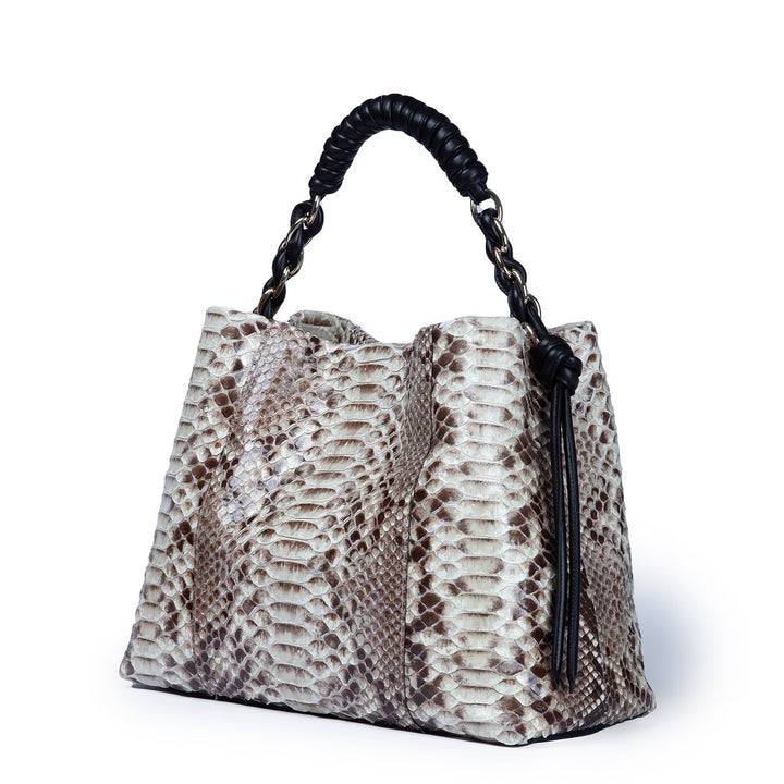 Roberta Gandolfi Amina Pitone large borsa a mano in pitone e finiture in pelle di vitello con manico tubolare fasciato e tracolla staccabile Hotsell