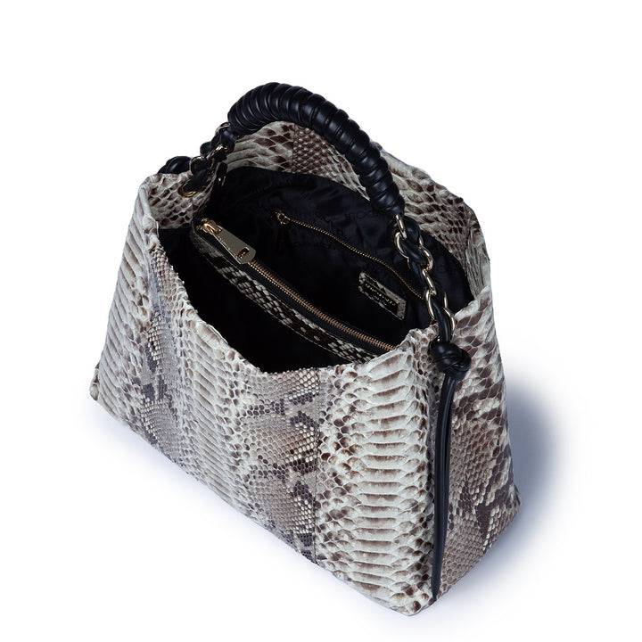 Roberta Gandolfi Amina Pitone large borsa a mano in pitone e finiture in pelle di vitello con manico tubolare fasciato e tracolla staccabile Hotsell