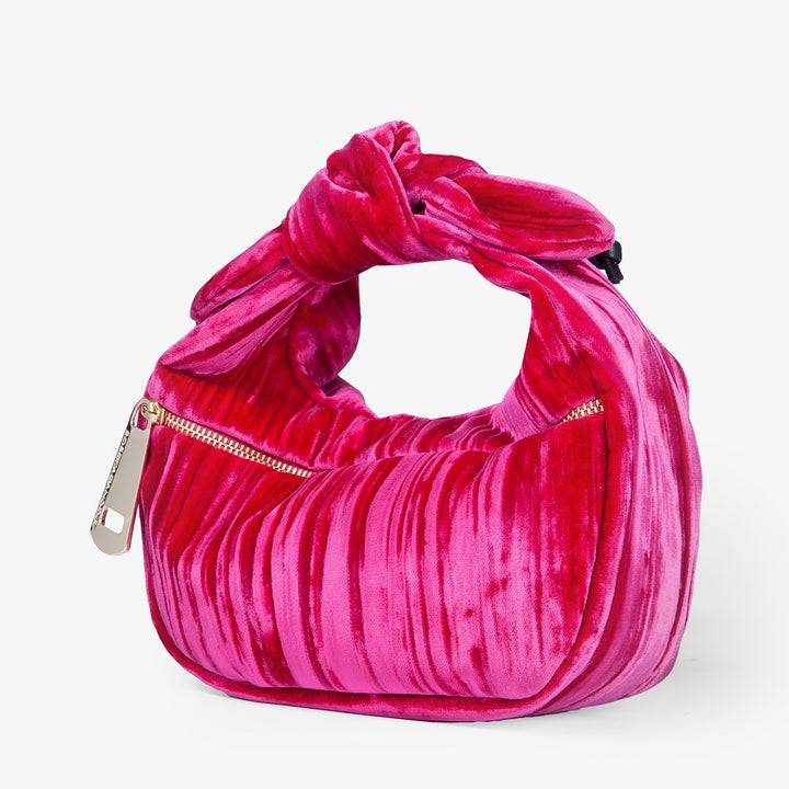 Roberta Gandolfi Bunny Velvet borsa a mano con tracolla staccabile in velluto plissè Acquista Ora