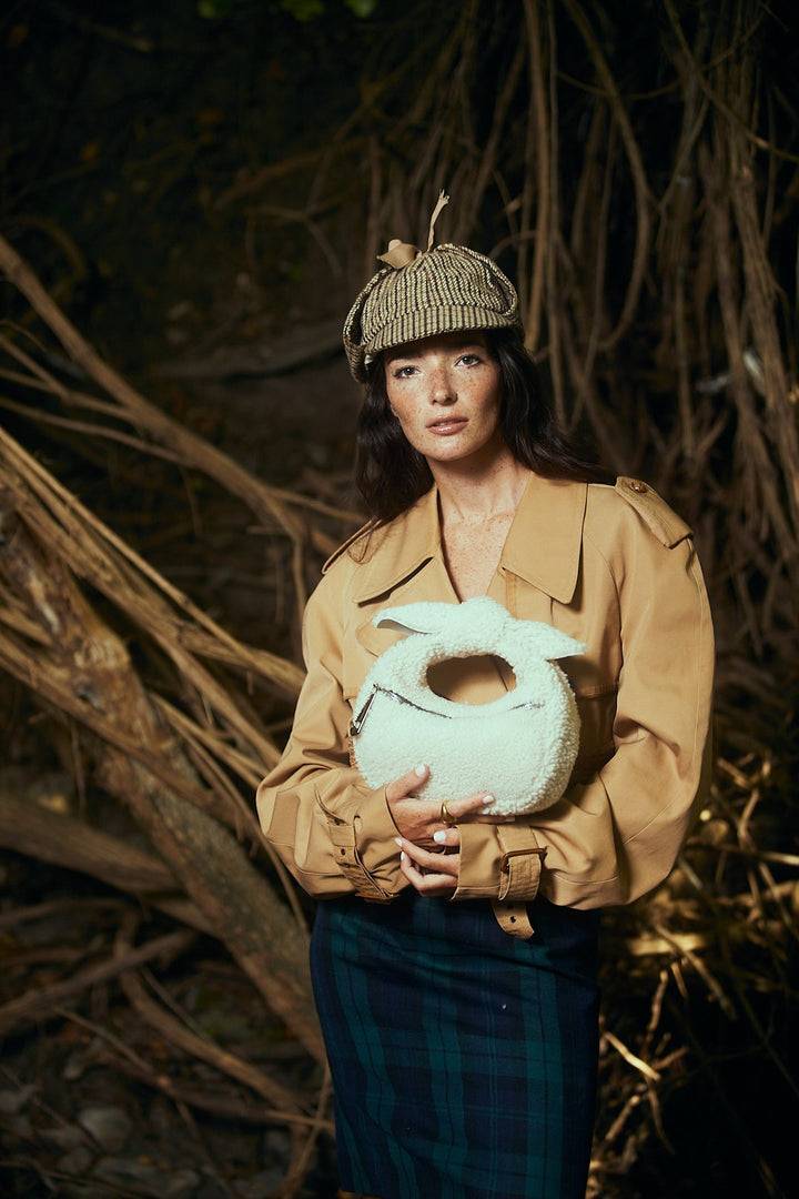 Roberta Gandolfi Bunny Teddy mini bag in shearling con tracolla in pelle staccabile Consegna Veloce