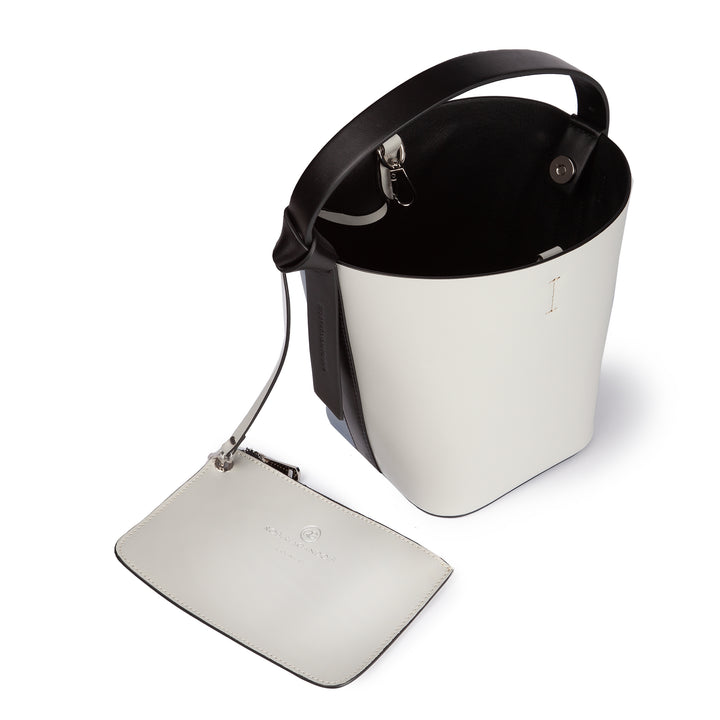 Roberta Gandolfi Cinzia Bucket medium medium in pelle bicolor con tracolla staccabile Outlet