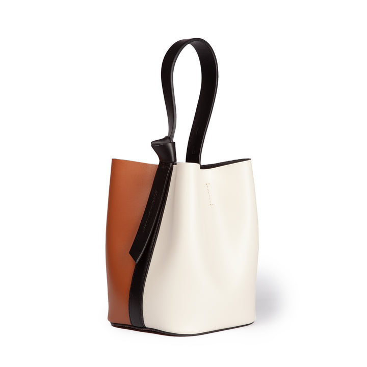 Roberta Gandolfi Cinzia Bucket small in pelle bicolor con tracolla staccabile In Vendita