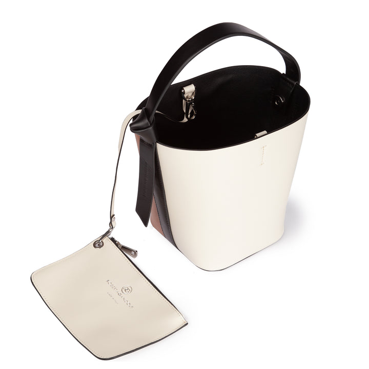 Roberta Gandolfi Cinzia Bucket small in pelle bicolor con tracolla staccabile In Vendita