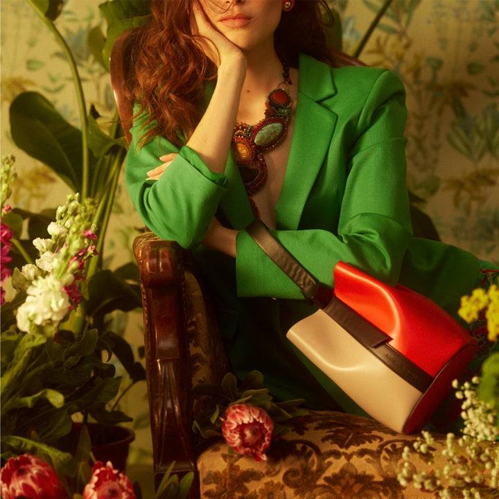 Roberta Gandolfi Cinzia Bucket small in pelle bicolor con tracolla staccabile Saldi