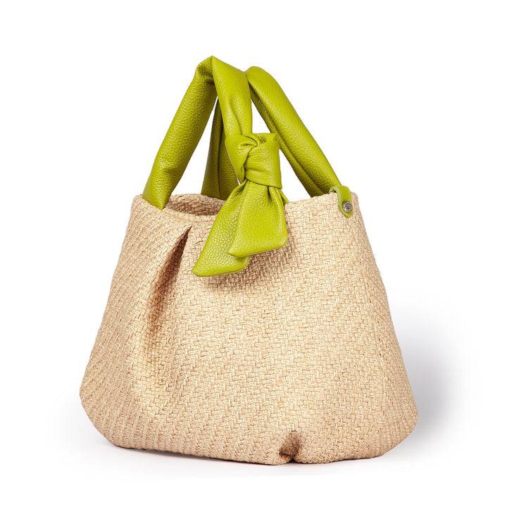 Roberta Gandolfi Matilde Handbag in rafia e pelle con tracolla staccabile Vendita Calda