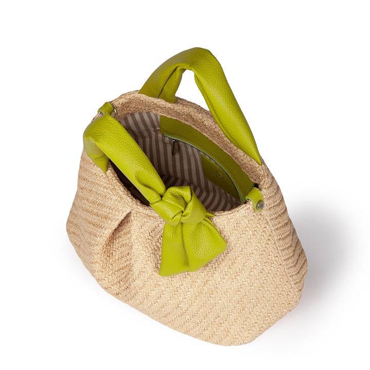 Roberta Gandolfi Matilde Handbag in rafia e pelle con tracolla staccabile Vendita Calda