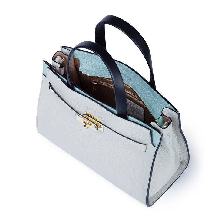 Roberta Gandolfi Frida Handbag in pelle martellata con tracolla logata in tessuto regolabile Offerta temporanea