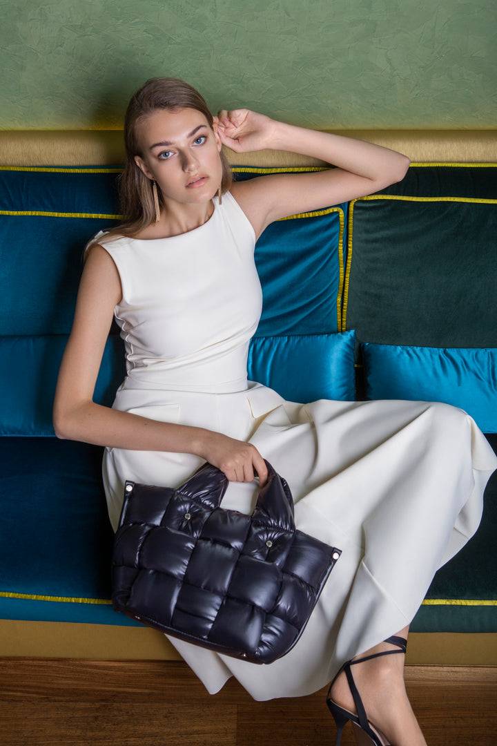 Roberta Gandolfi Greta small borsa in tessuto antigoccia intrecciata a mano con finiture in pelle Grandi sconti