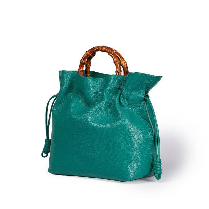 Roberta Gandolfi Silvana medium borsa a mano in pelle martellata con manico in vero legno di bambù e tracolla staccabile Discount Store per i nuovi prodotti
