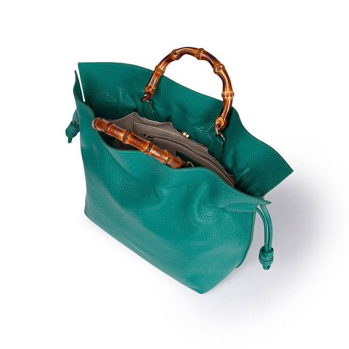 Roberta Gandolfi Silvana medium borsa a mano in pelle martellata con manico in vero legno di bambù e tracolla staccabile Discount Store per i nuovi prodotti