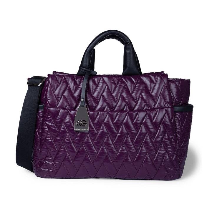 Roberta Gandolfi Noemi Large borsa a mano in tessuto antigoccia con finiture in pelle e tracolla staccabile Italy
