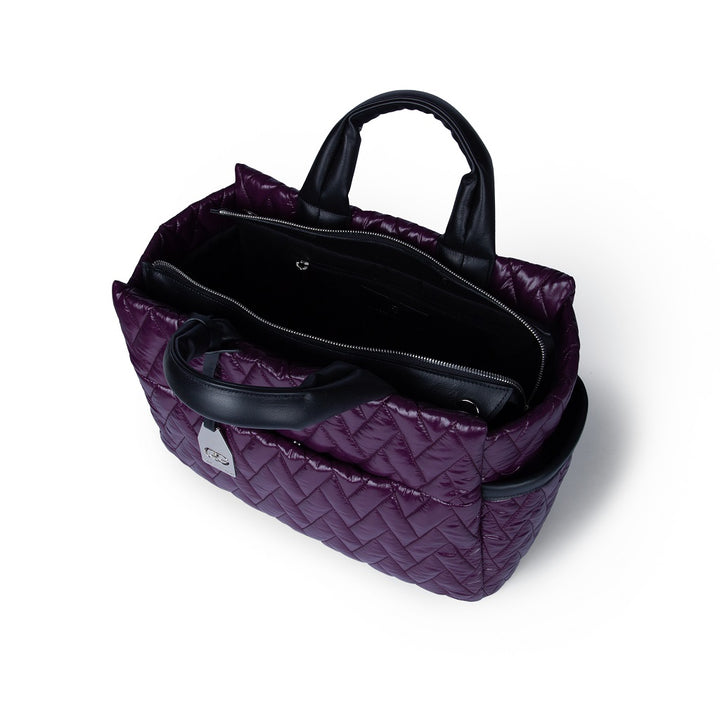 Roberta Gandolfi Noemi Large borsa a mano in tessuto antigoccia con finiture in pelle e tracolla staccabile Italy