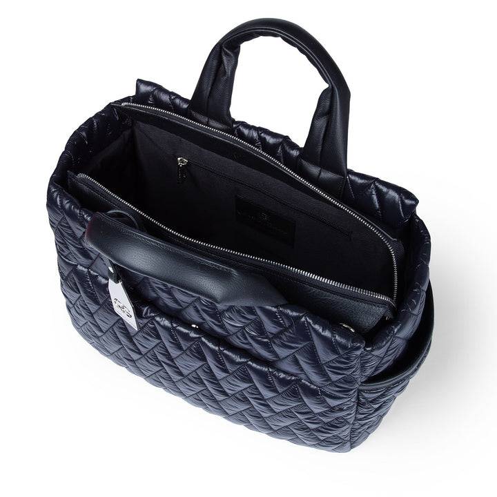 Roberta Gandolfi Noemi Large borsa a mano in tessuto antigoccia con finiture in pelle e tracolla staccabile Italia