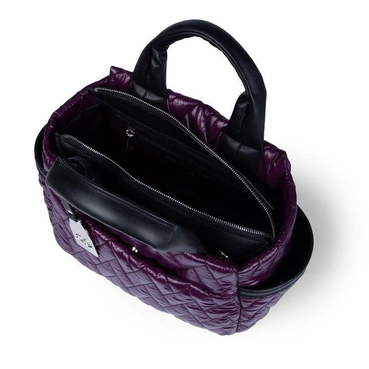 Roberta Gandolfi Noemi medium borsa a mano in tessuto antigoccia con finiture in pelle e tracolla staccabile In Linea
