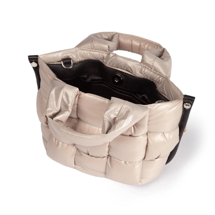 Roberta Gandolfi Greta Mini borsa in tessuto antigoccia imbottita ed intrecciata a mano con finiture in pelle Promozione Limitata
