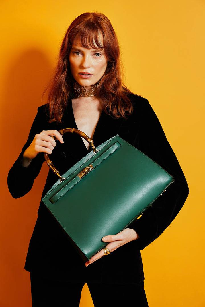 Roberta Gandolfi Lola Pony Large borsa in pelle stampa animalier con manico in vero legno di bambù e tracolla staccabile Online