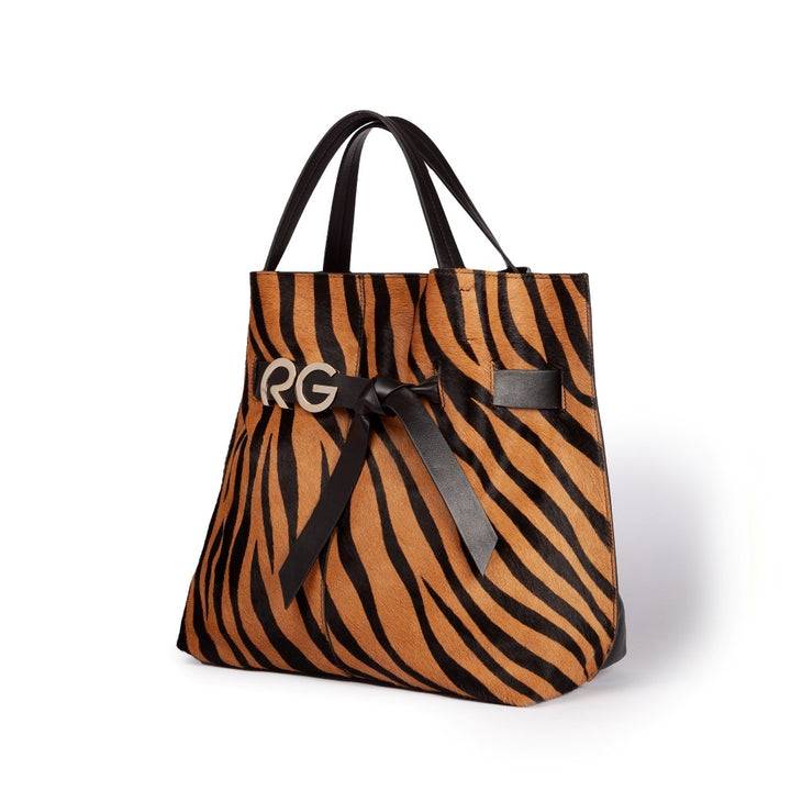 Roberta Gandolfi Dafne pony Large borsa a mano in pelle stampa animalier con tracolla staccabile Vendita Economica