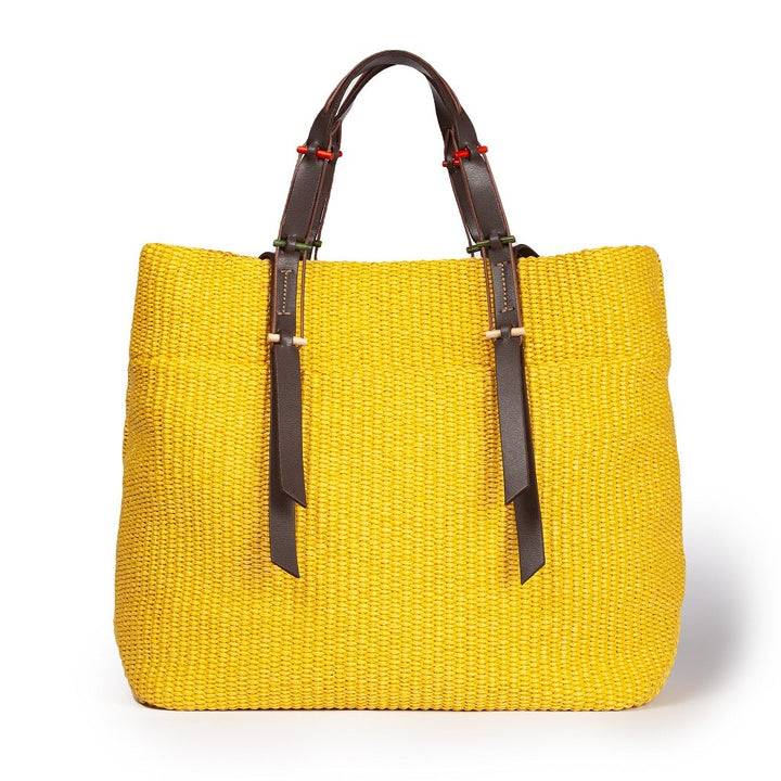 Roberta Gandolfi Fernanda Tote in rafia con finiture in pelle di vitello a doppia portabilità mano o shopping Nuova