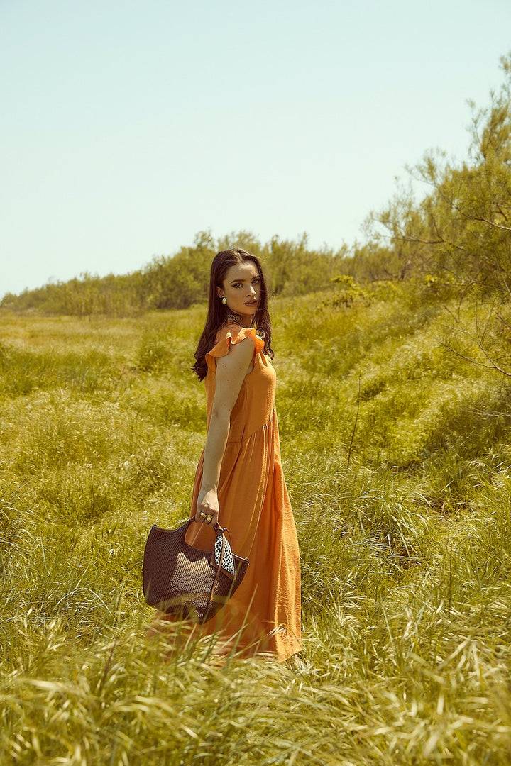 Roberta Gandolfi Beatrice Handbag in raffia con finiture in pelle con dettaglio animalier e tracolla staccabile Offerta esclusiva