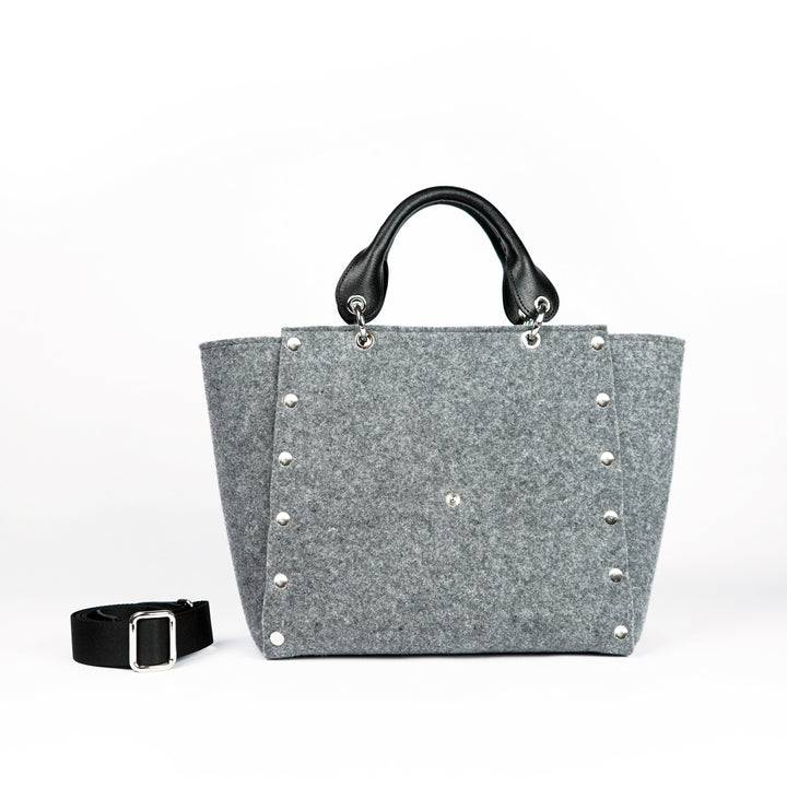 Roberta Gandolfi Rachele handbag borsa a mano in tessuto di lana riciclata e finitura in pelle con tasca staccabile Cyber Monday