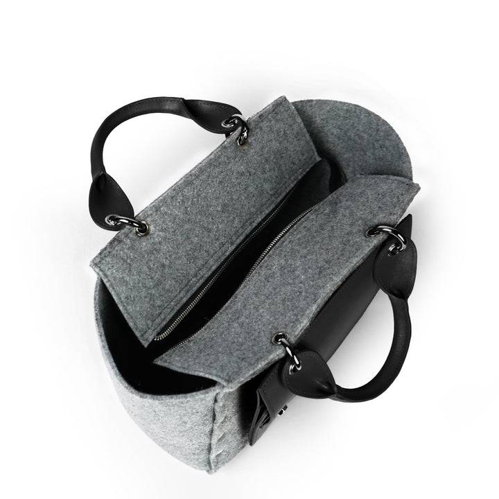 Roberta Gandolfi Rachele handbag borsa a mano in tessuto di lana riciclata e finitura in pelle con tasca staccabile Cyber Monday