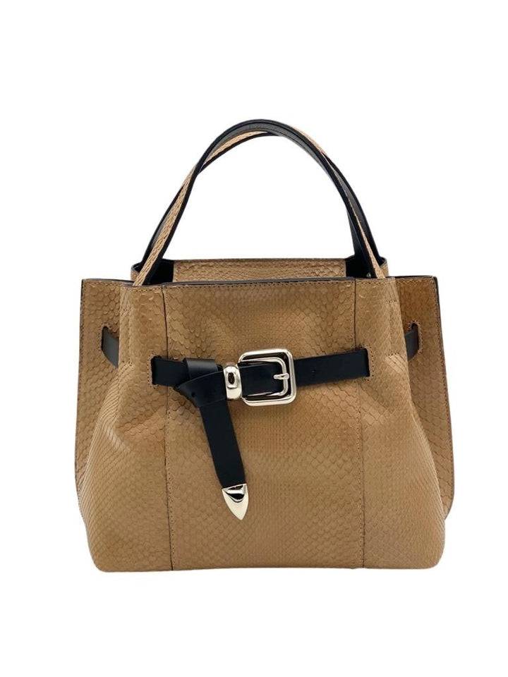 Roberta Gandolfi Martina small borsa in pitone vero con finiture in pelle di vitello Offerta San Valentino