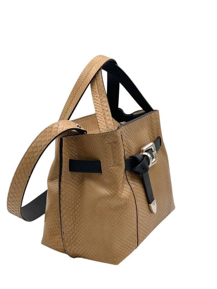Roberta Gandolfi Martina small borsa in pitone vero con finiture in pelle di vitello Offerta San Valentino