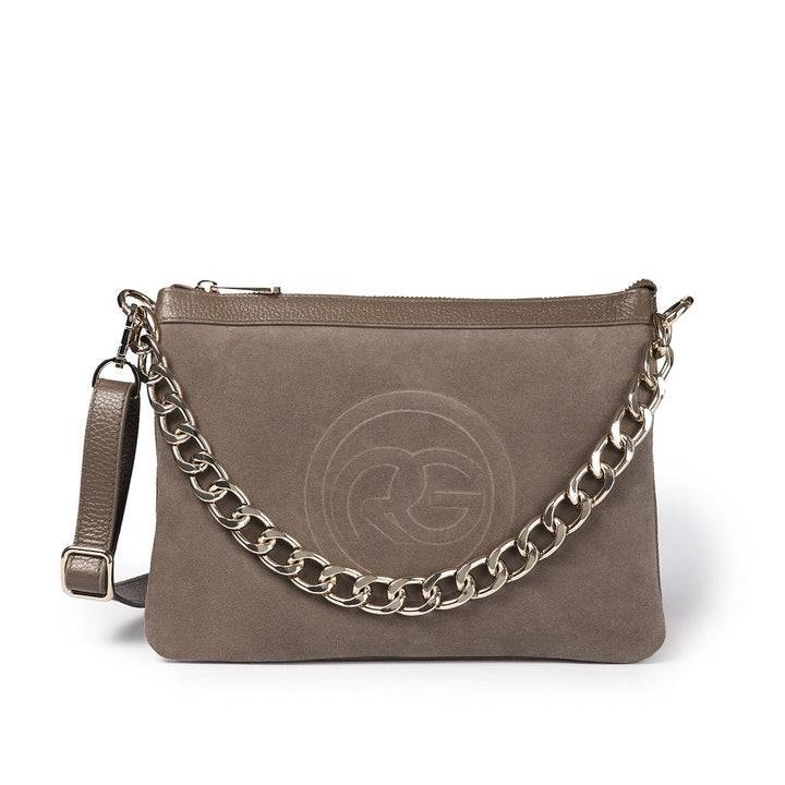 Roberta Gandolfi Alice small borsa in camoscio e pelle martellata con tracolla regolabile e staccabile Smaltimento dello stoccaggio