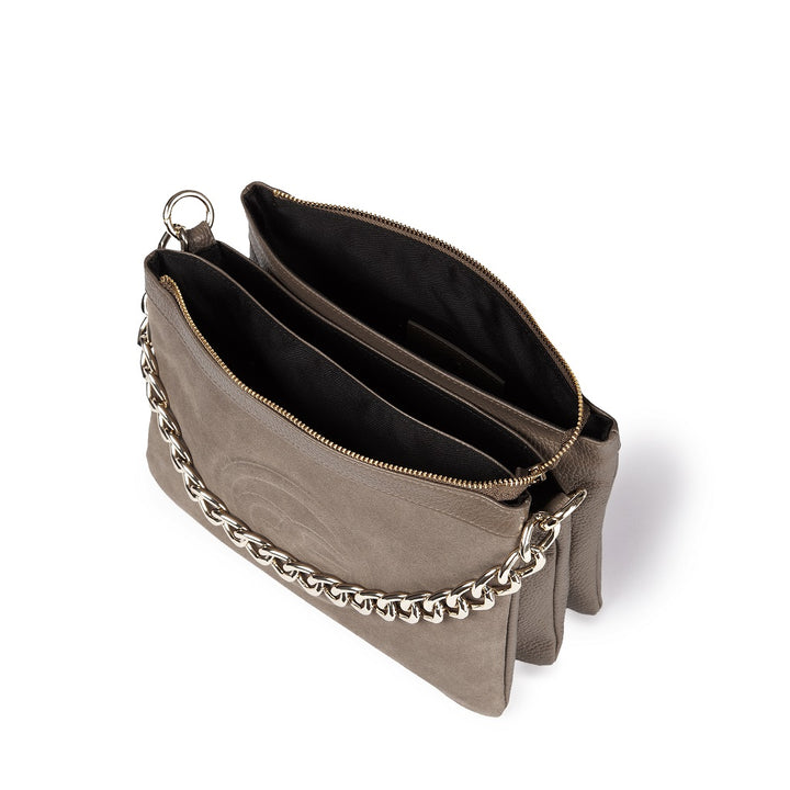 Roberta Gandolfi Alice small borsa in camoscio e pelle martellata con tracolla regolabile e staccabile Smaltimento dello stoccaggio